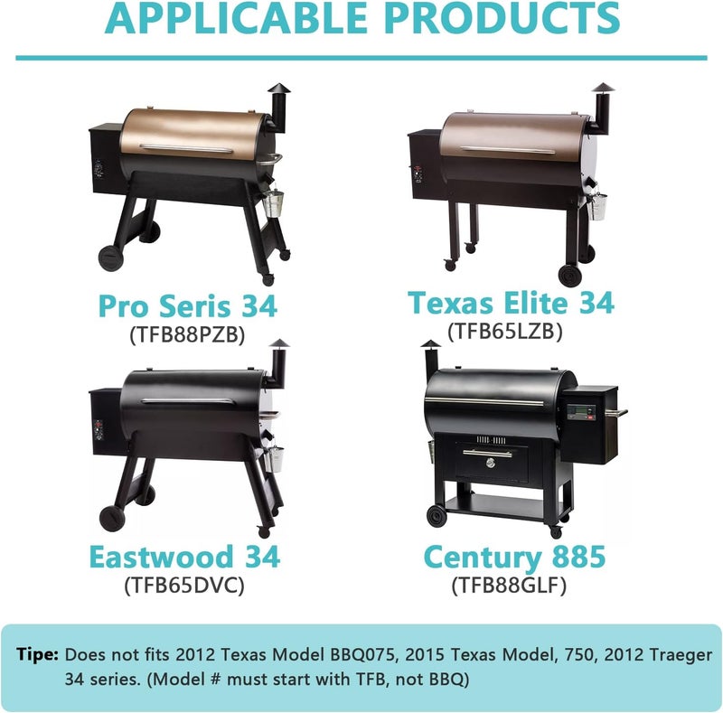 Sunkonny رف أمامي قابل للطي - بديل لسلسلة Traeger Pro 34، Texas Elite 34، Century 885 وسلسلة Eastwood 34 من شوايات الحبيبات، ملحقات الشواية 37" L x 12" W BAC363 رف طاولة الشواية - Image 5